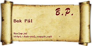 Bek Pál névjegykártya